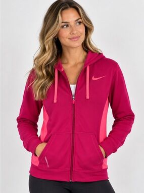 Nike Therma-FIT Pink Neon Full Zip Hoodie Women’s Small Athletic Jacket